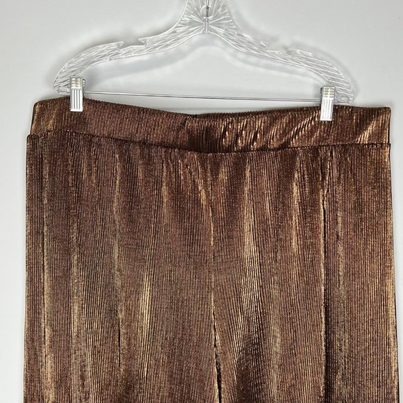 Vero Moda Curve Womens Plisse Wide Leg Pants Metallic Copper plus size 2X - Picture 6 of 13